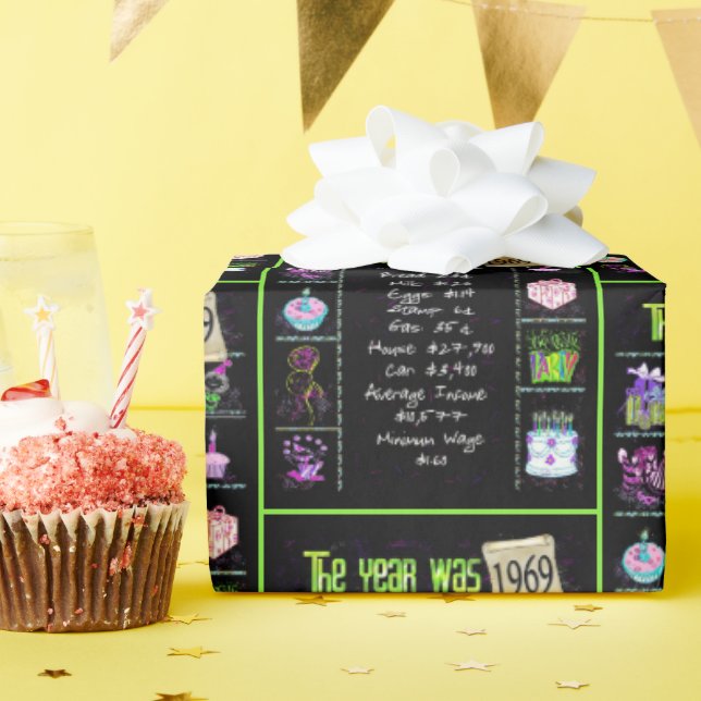 Papel De Presente Trivia do Ano Aniversário de 1969 (Festa de aniversário)