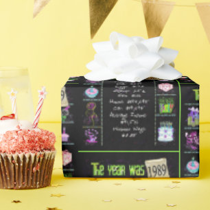 Papel De Presente Trivia do Ano Aniversário de 1989