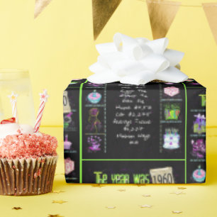 Papel De Presente Trivia do Ano de Aniversário de 1960