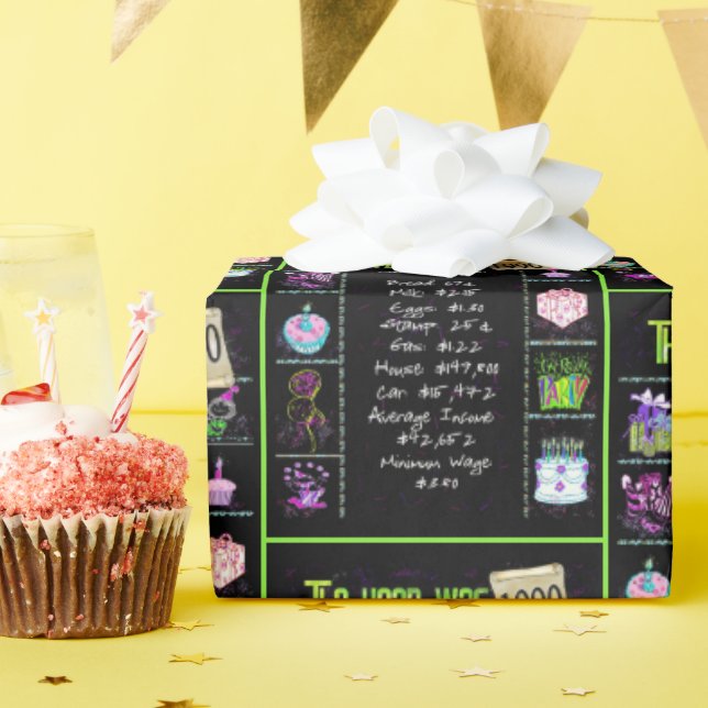 Papel De Presente Trivia do Ano de Aniversário de 1990 (Festa de aniversário)