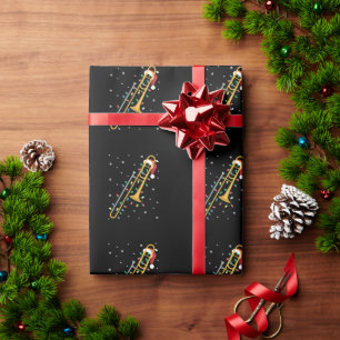 Papel De Presente Trombone de Natal Luzes de Chapéu do Papai Noel Fl