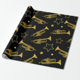 Papel De Presente Trompetes e Estrelas - Instrumento Musical
