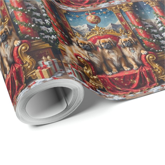 Papel De Presente Trono Imperial de Natal Pekingese Festa (Ponta do rolo)