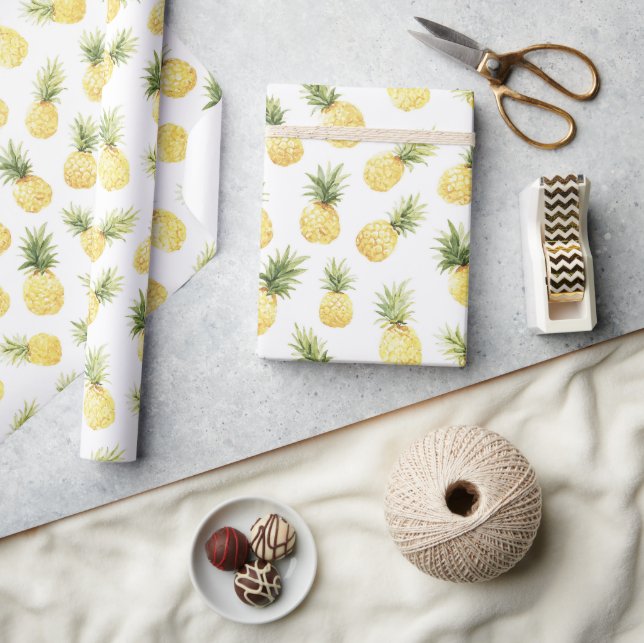 Papel De Presente Tropical Abacaxis Amarelos Chá de Noiva (Artesanato)