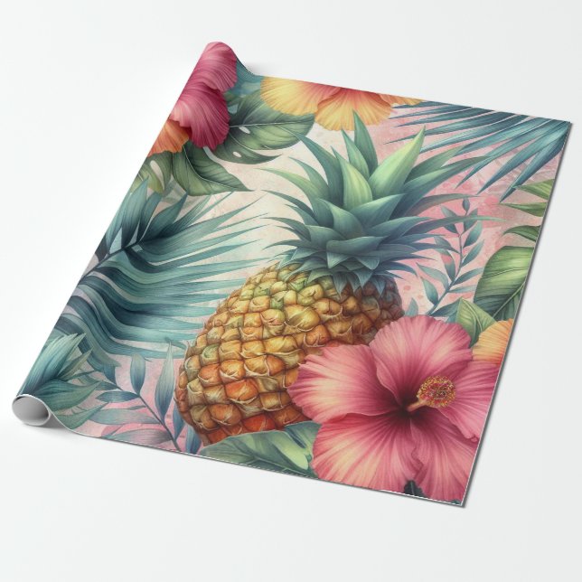 Papel De Presente Tropical Bloom (Desenrolado)
