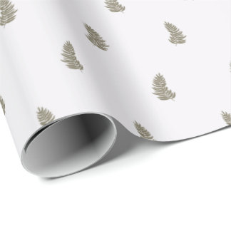 Papel De Presente Tropical Christmas Sage Green White Palm Leaf
