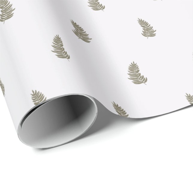 Papel De Presente Tropical Christmas Sage Green White Palm Leaf (Ponta do rolo)