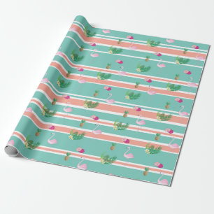 Papel De Presente Tropical Flamingo Gift Wrapping