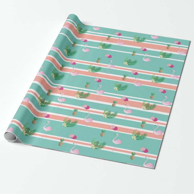 Papel De Presente Tropical Flamingo Gift Wrapping (Desenrolado)