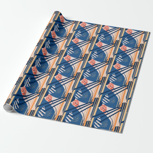 Papel De Presente Tropical Floral: Cabeçalho Moderno (Desenrolado)