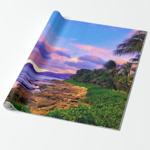 Papel De Presente Tropical Hawaii Seashore Sunset