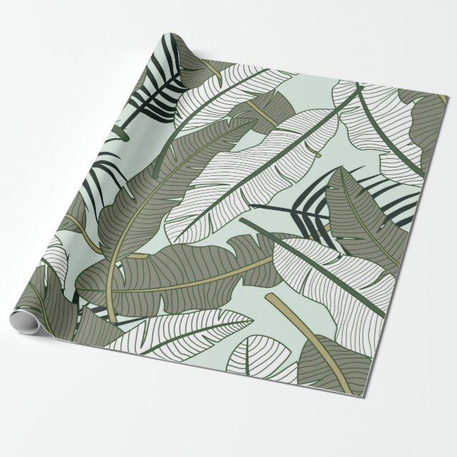 Papel De Presente Tropical leaves seamless pattern  (Desenrolado)
