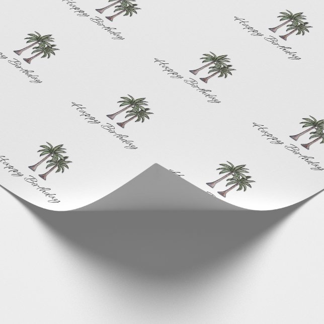 Papel De Presente Tropical Palm Trees Elegant 30th Birthday Party (Ponta)