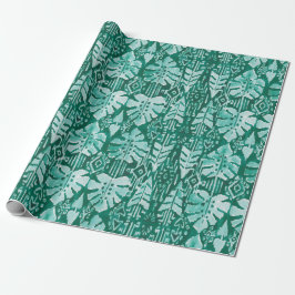 Papel De Presente Tropical tribal verde havaiano da SELVA IKAT