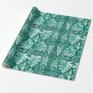 Papel De Presente Tropical tribal verde havaiano da SELVA IKAT