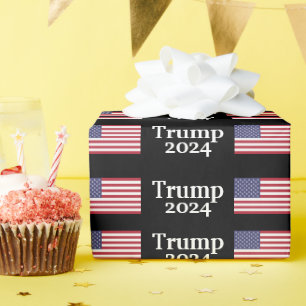 Papel De Presente Trump 2024 American Flag em Black
