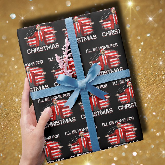Papel De Presente Trump 2024 Estarei Em Casa No Natal (Criador carregado)