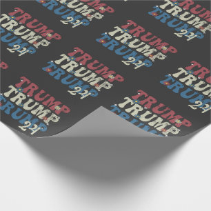 Papel De Presente Trump 2024 Patriotic American Flag 4 De Julho