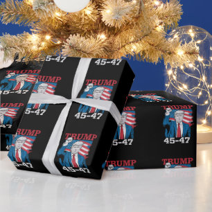 Papel De Presente Trump 45 47 Vintage Retro Bandeira dos EUA America