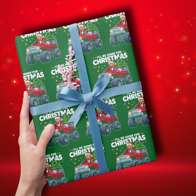 Papel De Presente Trump Christmas | Eu estarei em casa para o Natal  (Criador carregado)