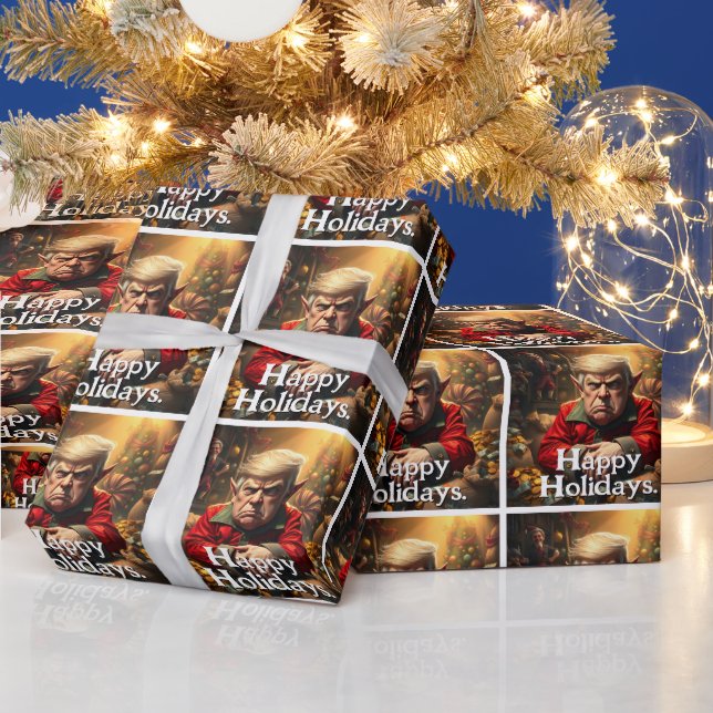 Papel De Presente Trump Como um Elf de Natal Irritado (Feriados)