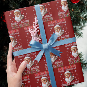 Papel De Presente Trump Papai Noel Torna o Excelente de Natal Vermel