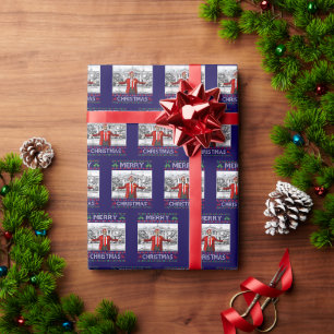 Papel De Presente Trump Santa Claus Feliz Natal Feio Azul Xmas