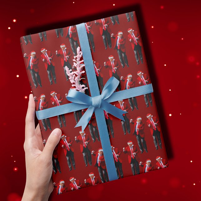 Papel De Presente Trump Santa Hat Dance Christmas | Trump Dance Red (Criador carregado)