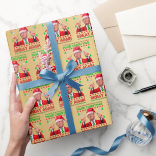 Papel De Presente Trump Santa Hat - Torne o Excelente de Natal Doura