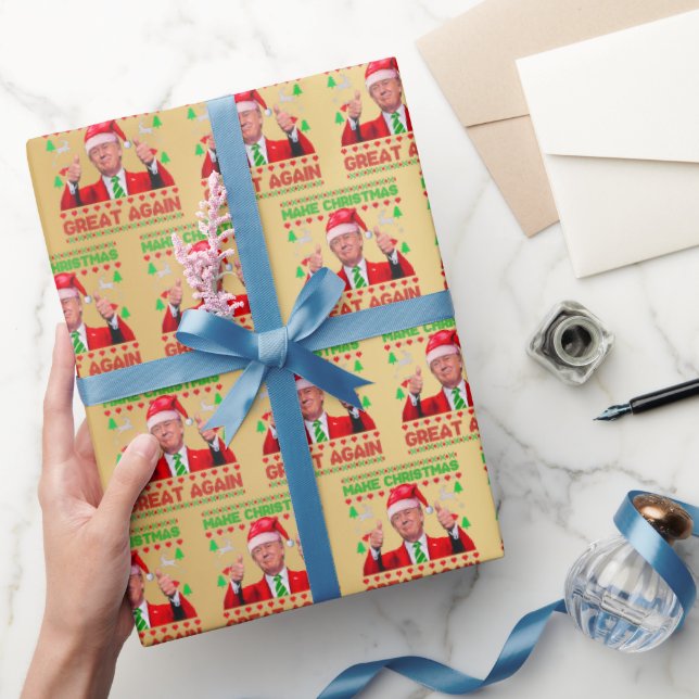 Papel De Presente Trump Santa Hat - Torne o Excelente de Natal Doura (Presentear)