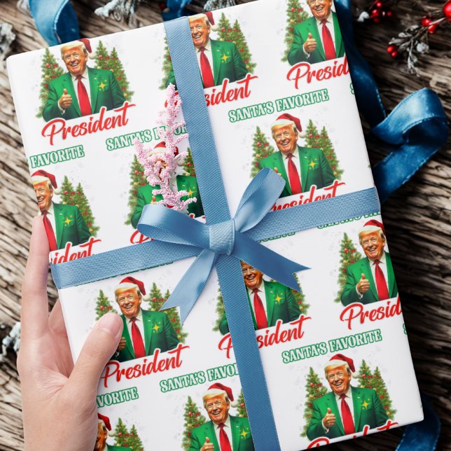 Papel De Presente Trump Santa Hat Wrap | Papai noel Presidente Favor (Criador carregado)