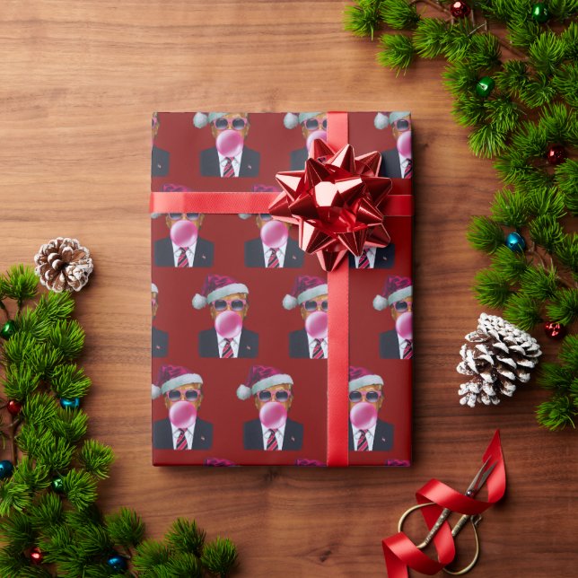 Papel De Presente Trump soprando bolhas de chiclete Natal (Presente de Natal)