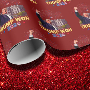 Papel De Presente Trump Won 2024 Presidente 47º Donald Trump Xmas
