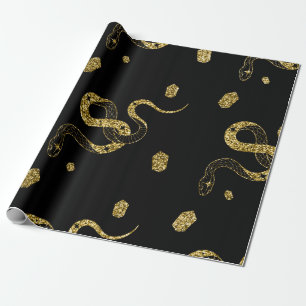 Papel De Presente Truque ou tratamento Dourado de Cobra Celestial Pr
