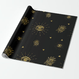 Papel De Presente Truque ou tratamento Dourado dos olhos negros assu