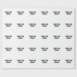 Papel De Presente Truque ou. Trate o Halloween mimado preto simples