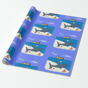 Papel De Presente Tubarão-cama engraçado e desenho animado