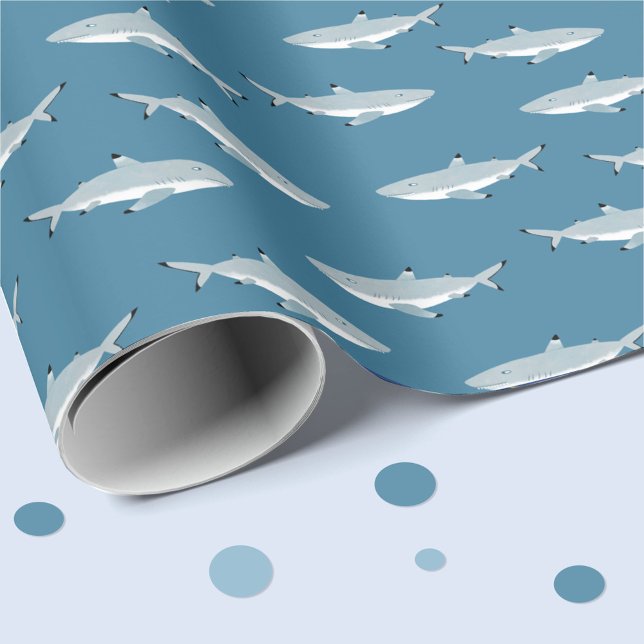 Papel De Presente Tubarão-recife com ponta preta (Black Tipped Reef Shark gift wrapping paper)