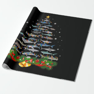 Papel De Presente Tubarões de Natal com tubarão dão presentes a m