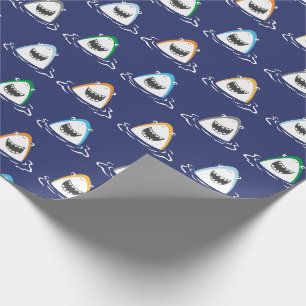 Papel De Presente Tubarões engraçados e bonitos em cores claras em a