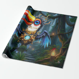 Papel De Presente Tucano Steampunk ao Luar. 