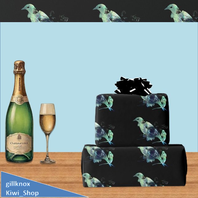 Papel De Presente Tui & Kowhai Flores Paua Seashell Inlay (Criador carregado)