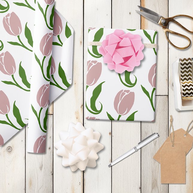 Papel De Presente Tulip Floral Rosa (Criador carregado)