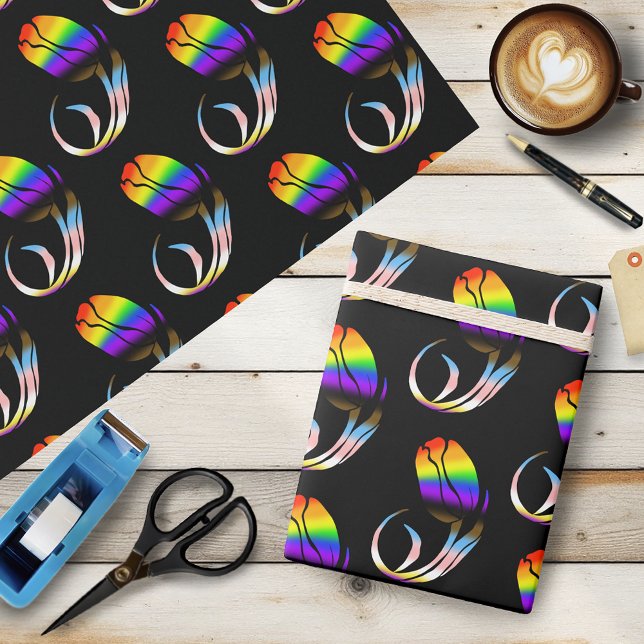 Papel De Presente Tulipa Minimalista Arco-íris Vibrante LGBTQ+ (Criador carregado)