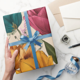 Papel De Presente Tulipa Multicolor Estilo Jardim Padrão Floral Marf