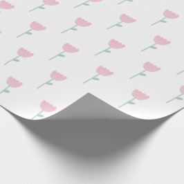 Papel De Presente Tulipa Rosa Simples Minimalístico Floral