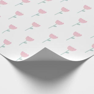 Papel De Presente Tulipa Rosa Simples Minimalístico Floral