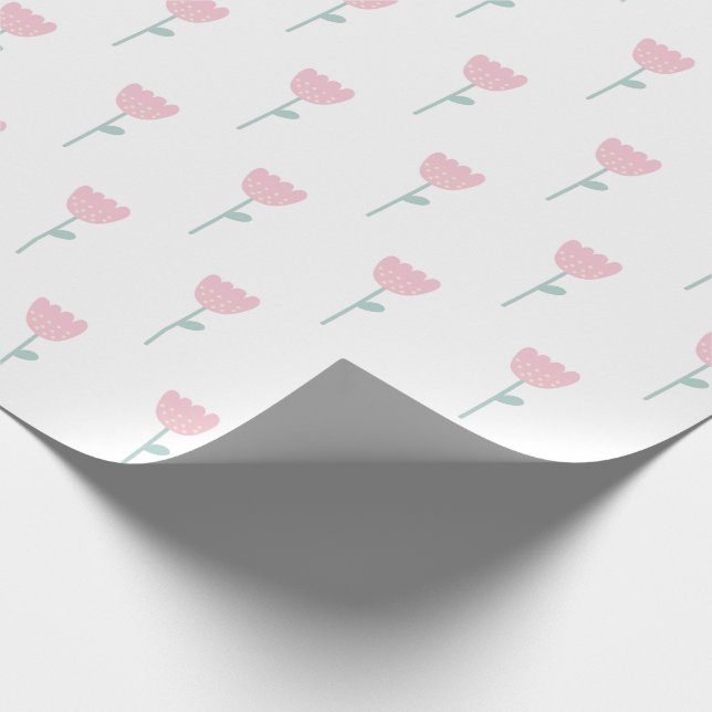 Papel De Presente Tulipa Rosa Simples Minimalístico Floral (Ponta)