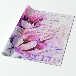 Papel De Presente Tulipas aquarela