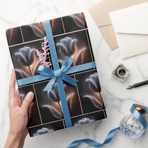 Papel De Presente Tulipas Brilhantes Com Gotas De Chuva